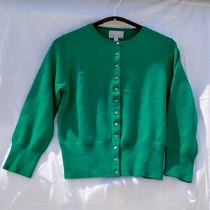 PURE COLLECTION green 100% cashmere cardigan long sleeve sweater, size 4